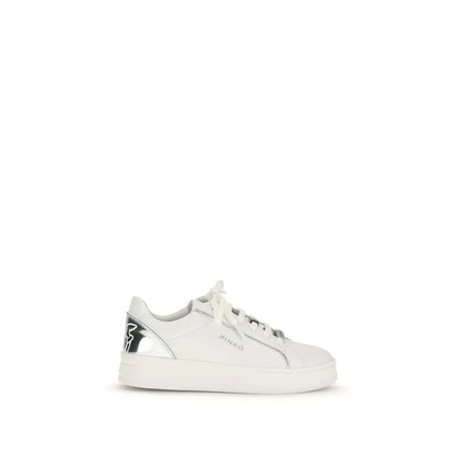 PINKO White Calf Leather Bos Taurus Low Top Sneakers