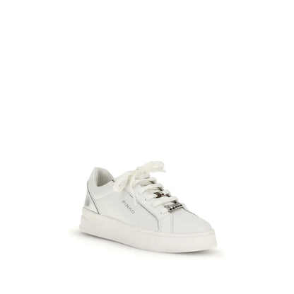 PINKO White Calf Leather Bos Taurus Low Top Sneakers