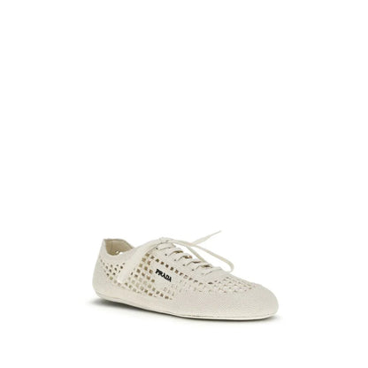 Prada Beige Fabric Low Top Sneakers