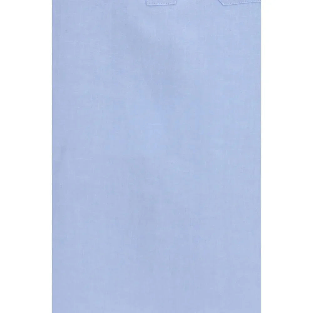 'S Max Mara Blue Linen Dress Shirt