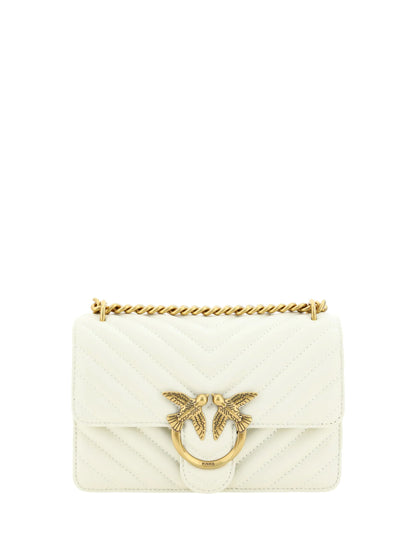 PINKO White Leather Love One Mini Shoulder Bag