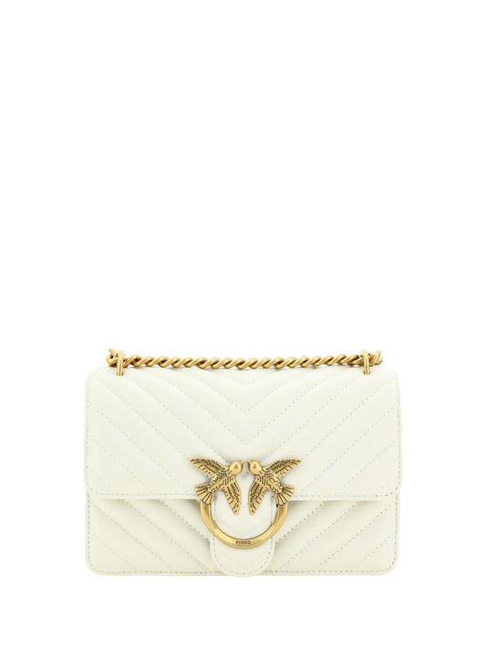 PINKO White Leather Love One Mini Shoulder Bag