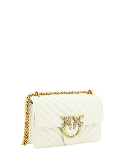 PINKO White Leather Love One Mini Shoulder Bag