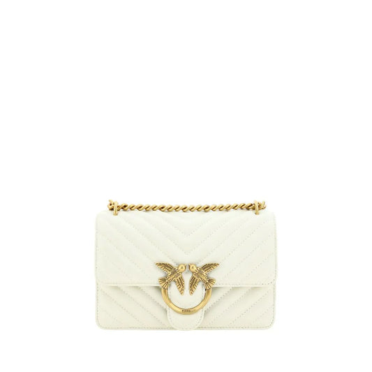PINKO White Calf Leather Bos Taurus Shoulder Bag
