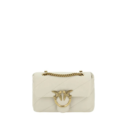 PINKO White Calf Leather Bos Taurus Shoulder Bag