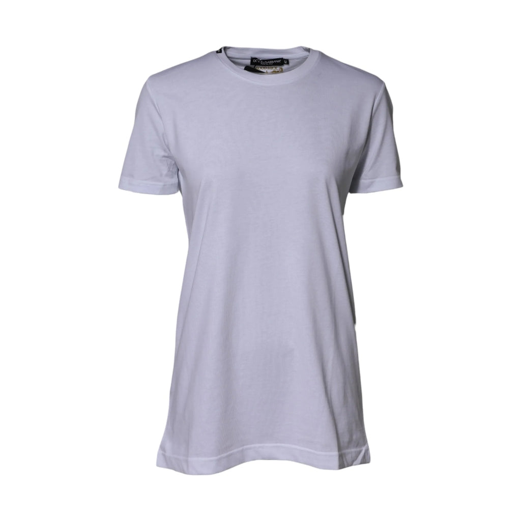 Dolce & Gabbana White Cotton Goodluck 2023 Crew Neck T-shirt
