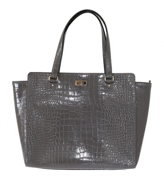 Kate Spade Kate Spade Grey Croc Embossed Leather Elissa Bristol Drive Tote Handbag Bag