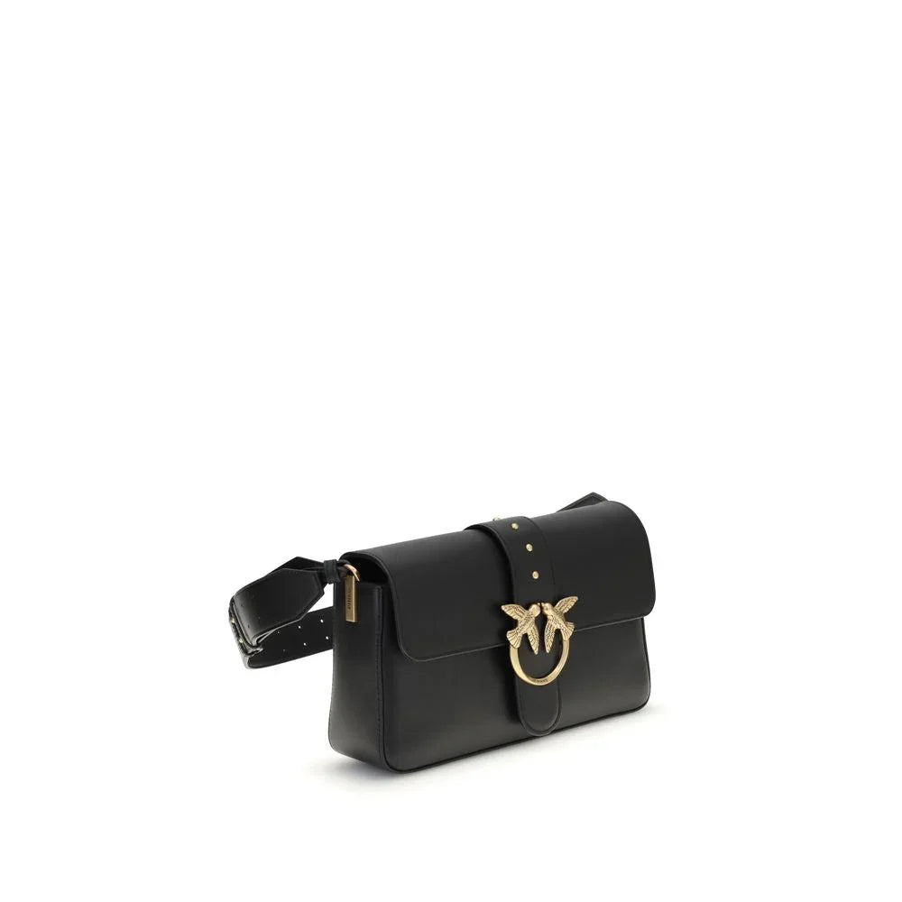 PINKO Black Leather Shoulder Bag