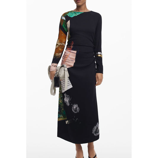 Desigual Nero Viscosa Womens Long Dress