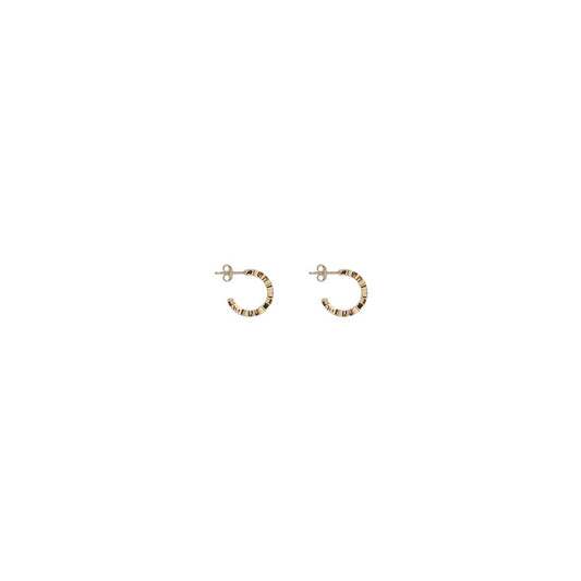 Gold textured mini hoop earrings on white background, luxury fashion jewelry