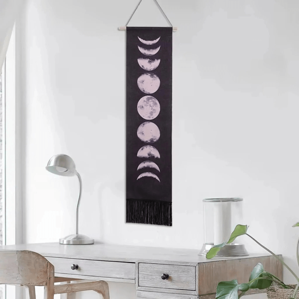 Moon Phase Wall Hanging Tapestry – Black or White