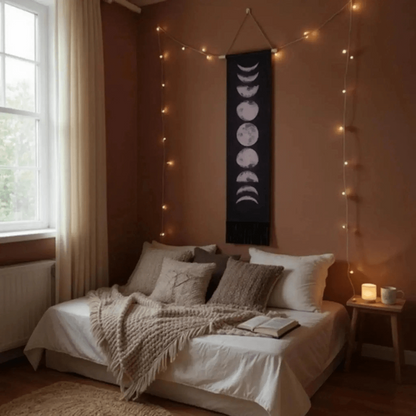 Moon Phase Wall Hanging Tapestry – Black or White