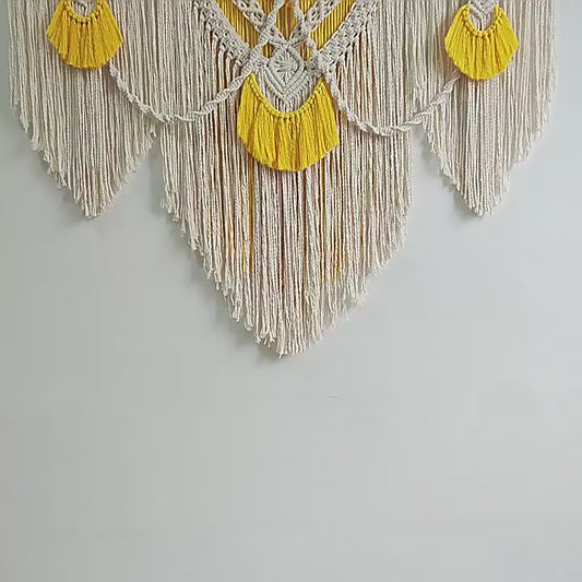 Large Boho Macramé Wall Hanging – Handwoven Natural Cotton Rope Tapestry